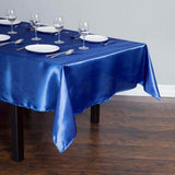 60"x102" Royal Blue Smooth Satin Rectangular Tablecloth