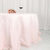 132inch Blush / Rose Gold Accordion Crinkle Taffeta Seamless Round Tablecloth