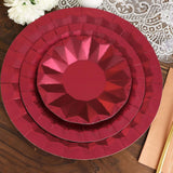 12inch Round Burgundy Geometric Foil Paper Charger Plates, Disposable Serving Trays - 400 GSM