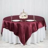 90"x90" Burgundy Satin Square Table Overlay