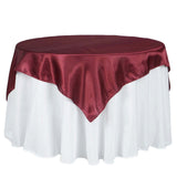 72" x 72" Burgundy Satin Square Tablecloth Overlay