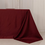 Burgundy Seamless Lamour Satin Rectangle Tablecloth - 90x156inch for 8 Foot Table