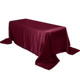 90x132Inch Burgundy Satin Seamless Rectangular Tablecloth