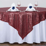 72" x 72" Burgundy Sequin Square Overlay