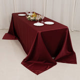 90x132inch Burgundy Seamless Lamour Satin Rectangle Tablecloth for 6 Foot Table