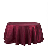 132inch Burgundy Accordion Crinkle Taffeta Seamless Round Tablecloth