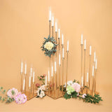 24inch Gold 6 Arm Cluster Taper Candle Holder With Clear Glass Shades Large Candle Arrangement