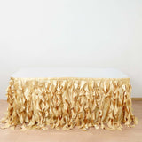 14FT Champagne Curly Willow Taffeta Table Skirt