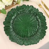 6 Pack 13inch Hunter Emerald Green Round Reef Acrylic Plastic Charger Plates, Dinner Charger Plates