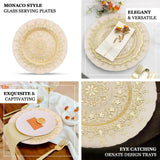 8 Pack | 13inch Gold Monaco Style Glass Charger Plates