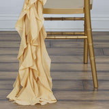 1 Set Champagne Chiffon Hoods With Ruffles Willow Chiffon Chair Sashes#whtbkgd