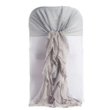 1 Set Silver Chiffon Hoods With Ruffles Willow Chiffon Chair Sashes