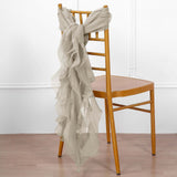 Beige Chiffon Curly Chair Sash