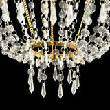 2ft Empire Style Beaded Crystal Chandelier with Gold Ornate Metal Frame, Adjustable Hanging