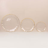 10 Pack Clear Sunflower Disposable Dinner Plates with Gold Scalloped Rim