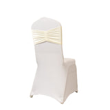 5 Pack Premium Crushed Velvet Chair Sashes Ivory Wide Ruffle Style