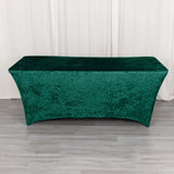 6ft Hunter Emerald Green Crushed Velvet Spandex Fitted Rectangular Table Cover