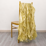 5 Pack Champagne Curly Willow Chiffon Satin Chair Sashes