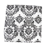 5 Pack | Black/White Damask Flocking Cloth Dinner Napkins, Reusable Linen | 20x20Inch#whtbkgd