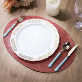 6 Pack | Coral Sparkle Placemats, Non Slip Decorative Oval Glitter Table Mat