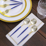 24 Pack | 6inch Gold / Royal Blue Premium Plastic Fork / Spoon Utensil Set