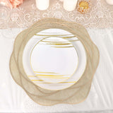 6 Pack Metallic Gold Round Vinyl Placemats, Washable Rose Flower Non Slip Dining Table Mats 15"