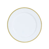 10 Pack White Economy Plastic Charger Plates With Gold Rim, 12inch Round Dinner Chargers#whtbkgd