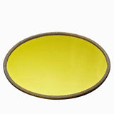 2 Pack | 13inch Round Metallic Gold Mirror Glass Charger Plates with Rhinestone Rim#whtbkgd