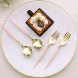 24 Pack | 6inch Gold / Rose Gold Premium Disposable Fork / Spoon Silverware Set