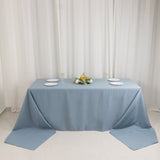 Dusty Blue Seamless Premium Polyester Rectangular Tablecloth - 220GSM for 8 Foot Table With Floor-Le