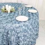 120inch Dusty Blue Grandiose 3D Rosette Satin Round Tablecloth