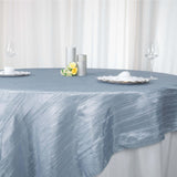 90x90 inches Accordion Crinkle Taffeta Table Overlay - Dusty Blue