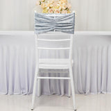 5 Pack Premium Crushed Velvet Chair Sashes Dusty Blue Wide Ruffle Style