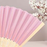 5 Pack Dusty Rose Asian Silk Folding Fans Party Favors, Oriental Folding Fan Favors