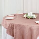 72x72Inch Dusty Rose Accordion Crinkle Taffeta Table Overlay, Square Tablecloth Topper