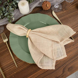 10 Pack | 11 Dusty Sage Disposable Dinner Plates With Gold Ruffled Rim, Round Plastic Party Plates