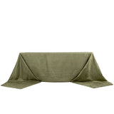 Dusty Sage Green Accordion Crinkle Taffeta Rectangle Tablecloth 90x156inch Seamless for 8 Foot Table