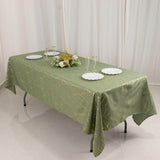 Dusty Sage Green Rectangle Polyester Tablecloth With Gold Foil Tree Branch Pattern - 60x102inch