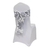 Polyester Chair Sashes White Black French Toile Floral Design