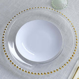 8 Pack | 12inch Gold Beaded Round Glass Charger Plates, Event Tabletop Decor