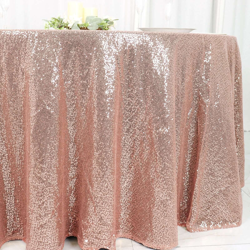 Rose gold sequin round tablecloth