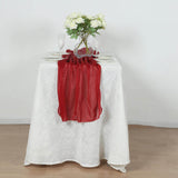 Red Sparkling Glitter Gauze Table Runner, Reusable Wrinkle Free Sheer Table Runner - 27x120inch