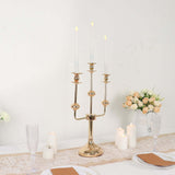 20inch Gold Metal 3-Arm Taper Candle Stick Candelabra, Candle Holder Stand Wedding Centerpiece