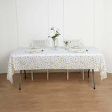 5 Pack White Rectangle Plastic Table Covers with Gold Stars