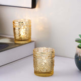 6 Pack | Gold Mercury Glass Primrose Candle Holders, Votive Tealight Holders