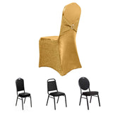 Metallic Gold Shimmer Tinsel Spandex Banquet Chair Cover With Attached Sash Band