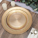 6 Pack 13inch Beaded Gold Acrylic Charger Plate, Plastic Round Dinner Charger Event Tabletop