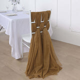 5 Pack | 22x78 inches Gold DIY Premium Designer Chiffon Chair Sashes