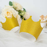 25 Pack Gold Dust Free Glitter Crown Paper Cupcake Wrappers, Muffin Paper Cup Liners