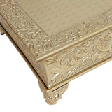 22inch Square Gold Embossed Cake Pedestal, Metal Cake Stand Cake Riser